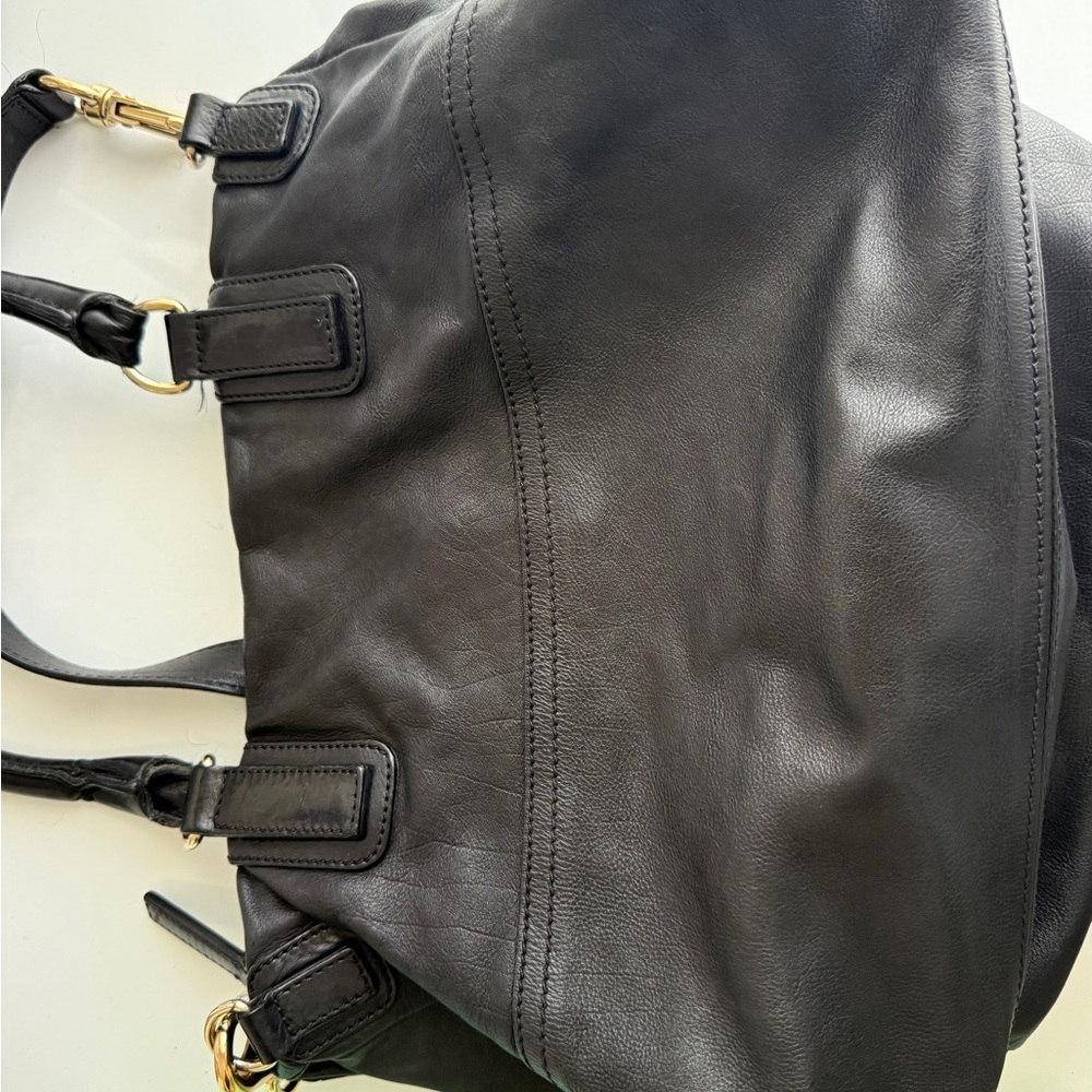 Givenchy Black Aged Leather Pandora Large Satchel Handbag Gold HW - Picture 3 of 16
